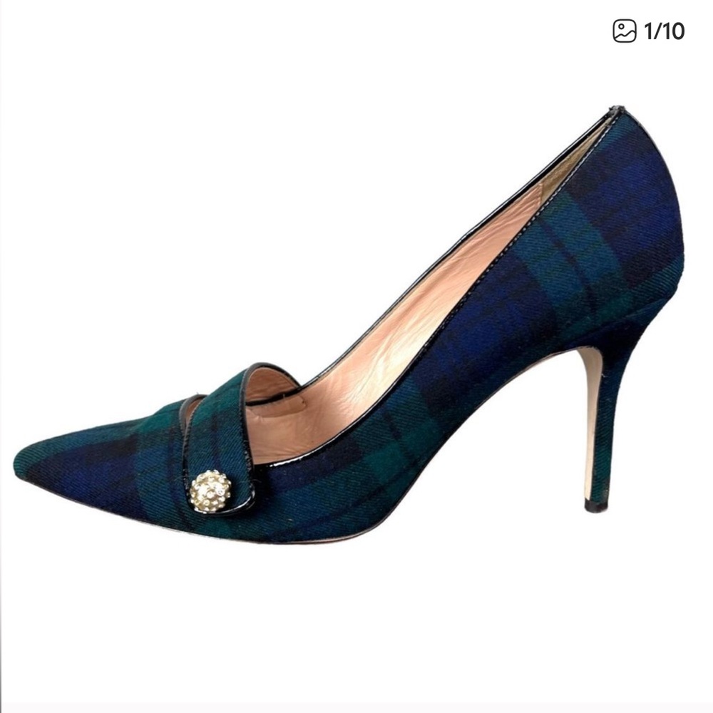 J. Crew Tartan Heels in Navy and Emerald